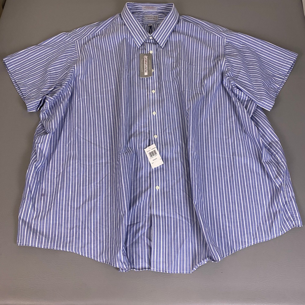 Christopher Hart Performer Dress Shirt Men's 24 Big Blue Stripe Wrinkle Free NWT